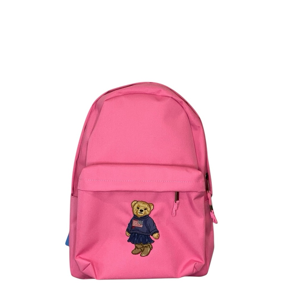 NWT Ralph Lauren Polo Bear Backpack Pink Canvas School Bag